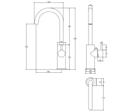 Waterevolution Flow basin tap high model PVD gun metal T1121FGME