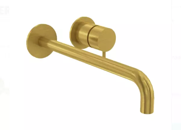 Waterevolution Flow built-in basin tap brushed brass with spout 25cm T116BLE-25