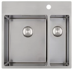 Caressi one and a half kitchen sink stainless steel with faucet hole CAPP3415KR10 B55xL52 flush mounted undermount and inset 8921191