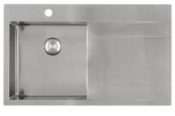 Caressi stainless steel kitchen sink left with drain right CAPP40ABL B86xL52 flush mounted undermount and inset 1208921295