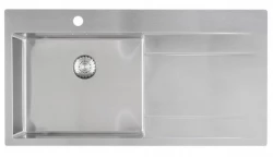 Caressi stainless steel kitchen sink left with drainer right CAPP50ABL B100xL52 flush mounted undermount and inset 1208921299