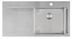 Caressi stainless steel kitchen sink right with drainer left CAPP50ABR B100xL52 inset undermounted and flush mounted 1208921300