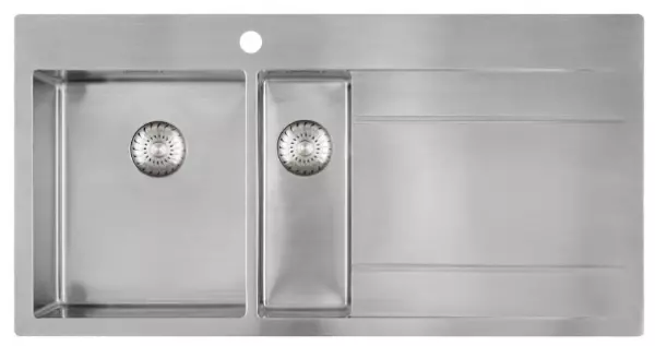 Caressi stainless steel 1.5 Kitchen Sink left with drain right CAPP3415ABL B101xL52 inset undermounted and flush mounted 1208921302