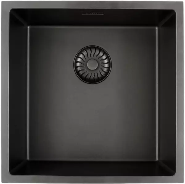 Caressi Black Line black Quartz kitchen sink 40cm flush mounted CAGRPP40BK-FL with black basket plug 1208921303