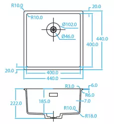 Caressi White Line white Quartz kitchen sink 40cm flush mounted CAGRPP40WH-FL 1208921336