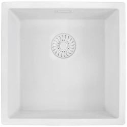 Caressi White Line white Quartz kitchen sink 40cm flush mounted CAGRPP40WH-FL 1208921336