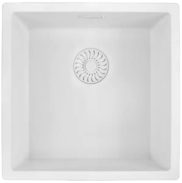 Caressi White Line white Quartz kitchen sink 40cm flush mounted CAGRPP40WH-FL 1208921336