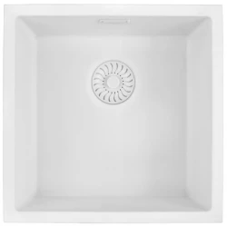 Caressi White Line white Quartz kitchen sink 40cm inset or undermounted CAGRPP40WH-TU 1208921340