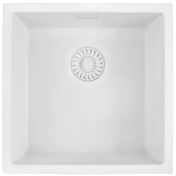 Caressi White Line white Quartz kitchen sink 40cm inset or undermounted CAGRPP40WH-TU 1208921340