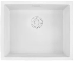 Caressi White Line white Quartz kitchen sink 50cm inset or undermounted CAGRPP50WH-TU 1208921343