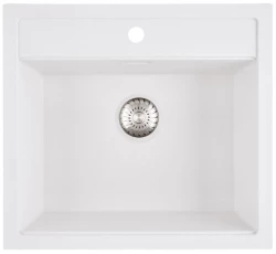 Caressi White Line white Quartz kitchen sink with faucet hole 50cm inset CAGR50KRWH-TU 1208921344