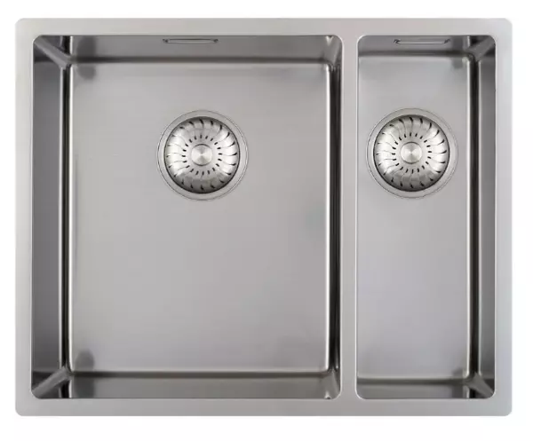 Caressi 1.5 stainless steel kitchen sink CA3415R10 W34+W15xL40xD18.5cm undermounted flush mounted or inset 1208921375