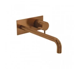 Waterevolution Flow built-in basin mixer tap with cover plate, PVD brushed copper, spout 15cm T1161CPE-15