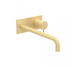 Waterevolution Flow built-in basin mixer tap with cover plate, PVD light gold, spout 21cm T1161WGE-21