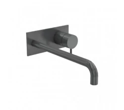 Waterevolution Flow built-in sink tap with cover plate PVD Gun Metal with spout 15cm T1161GME-15