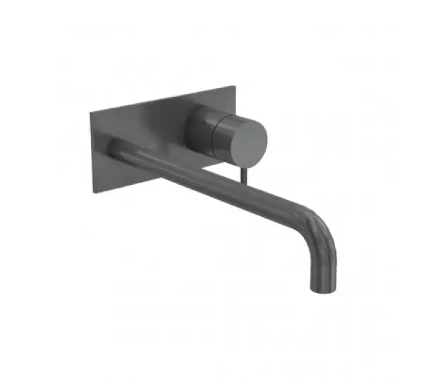 Waterevolution Flow built-in sink tap with cover plate PVD Gun Metal with spout 15cm T1161GME-15