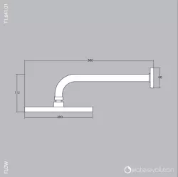 Waterevolution Flow head shower 200mm with wall connection Gun Metal T1641GME