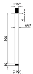 SB Rubinetterie Universal ceiling shower arm round 30cm colour chrome 1208946683