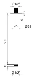 SB Rubinetterie Universal ceiling shower arm round 50cm colour matt white 1208946686