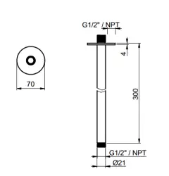 SB Round 316 ceiling shower arm round 30 cm made entirely of stainless steel 1208946689