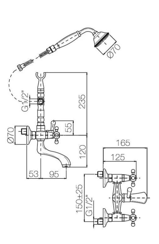 PB Freestanding bath mixer nostalgic strong knobs Bronze 6000