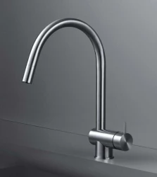 Waterevolution Flow kitchen mixer tap solid stainless steel with pull-out spout T155IE