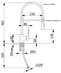 DEMM high kitchen tap with swivel spout and shower function chrome/black 1208947355