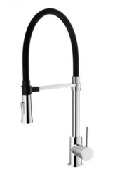 DEMM high kitchen tap with swivel spout and shower function chrome/black 1208947355