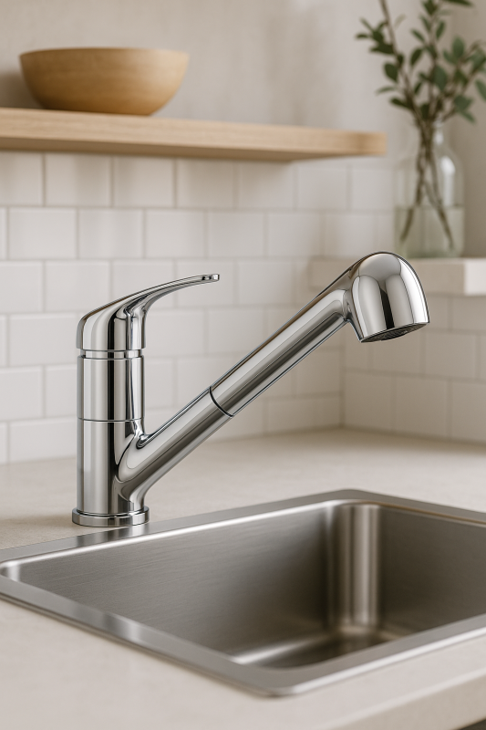 DEMM kitchen tap with pull-out spout with rinse shower function chrome 1208947359