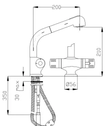 DEMM thermostatic kitchen tap with pull-out spout with rinse shower function chrome 1208947360