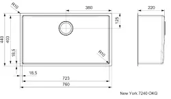 Reginox New York large stainless steel kitchen sink 72x40 with OKG plug R31377