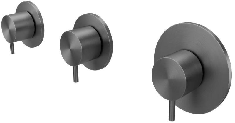 Waterevolution Flow Built-in Shower Thermostat with 2 shut-off valves gun metal 1208948847