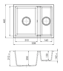 GraniteMy Bremen 1.5 Granite Kitchen Sink Reversible Black Undermount and Flush Mount 1208952250