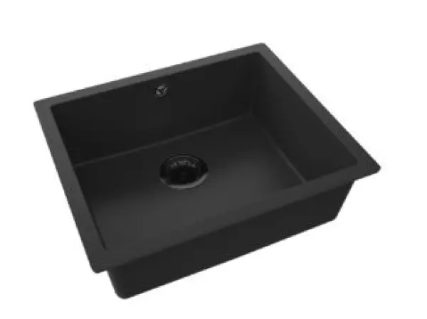 GraniteMy Bremen granite kitchen sink 49x40 cm black undermounted and flush mounted 1208952251