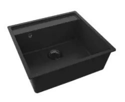 GraniteMy Bremen granite kitchen sink 53x50 cm black inset undermounted and flush mounted with faucet hole bank 1208952256