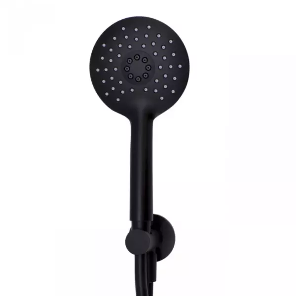 Waterevolution Flow round hand shower set complete with wall connector matt black T1621RPR