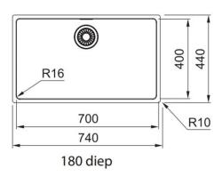 Franke Maris MRX 210.70 extra large stainless steel kitchen sink 70x40cm flush mounted 127.0568.039