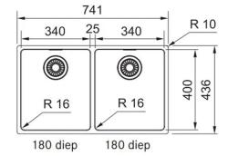 Franke Maris Double stainless steel kitchen sink MRX 220 flush mounted 127.0568.051