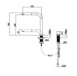 Cisal window kitchen mixer 2-hole with pull-out spout Chrome LC00009021