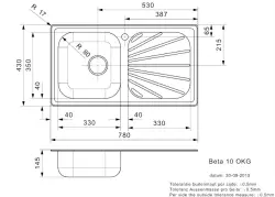 Reginox Beta 10 stainless steel kitchen sink with drainer inset R16756