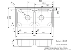 Reginox Beta 20 double stainless steel kitchen sink inset B06Q1RBP08GDM