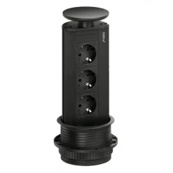 EVOline Port 3 Retractable earthed socket outlet black