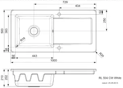 Reginox RL504CW ceramic kitchen sink white with drainer 100x50cm 1208952820