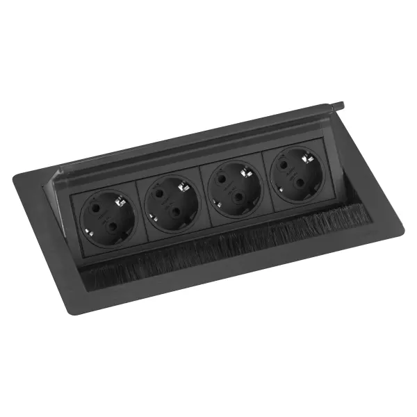 EVOline Fliptop 4 Retractable socket outlet earthed black