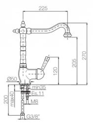 PB nostalgic single lever wall mounted tap white lever stainless steel 1208952878