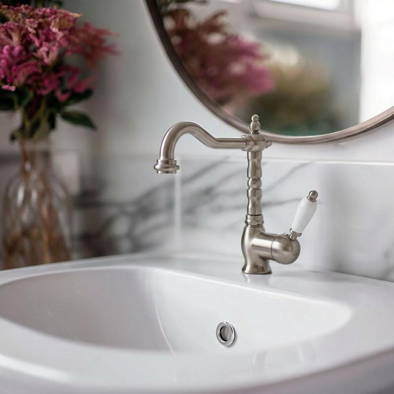PB Nostalgic Single lever sink faucet with swivel spout 190 mm - with drain set stainless steel