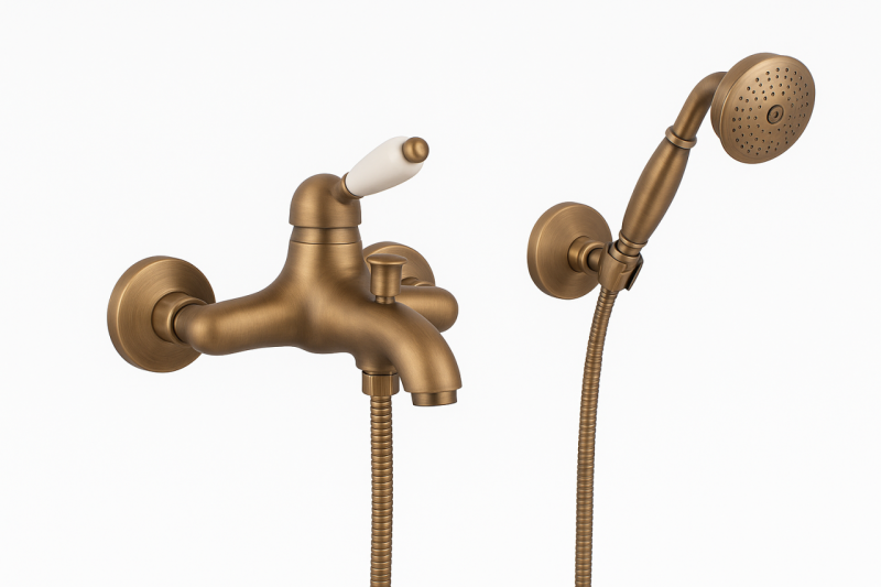 PB Nostalgic bath mixer with hand shower set Bronze