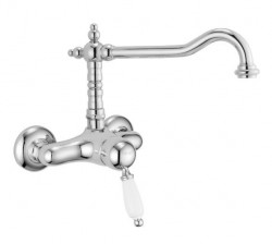 PB nostalgic single lever wall tap surface mounted white handle chrome