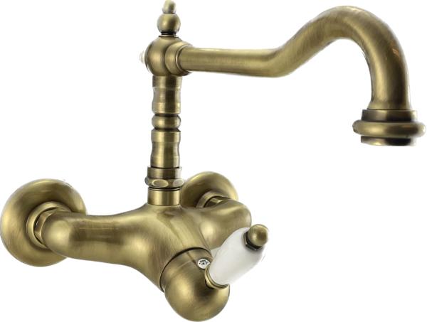 PB nostalgic single lever wall tap surface mounted white lever Bronze