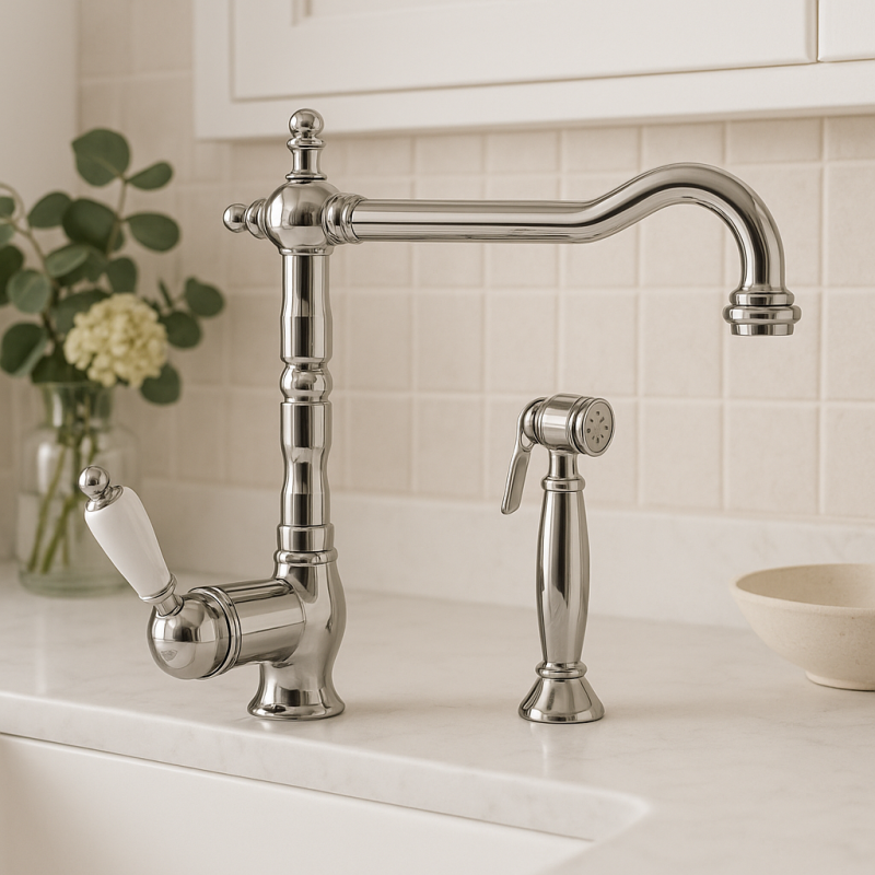 PB Nostalgic kitchen tap with separate pull-out hand shower chrome